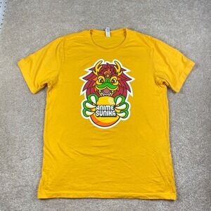 Anime Sunika‎ Dragon Graphic T-Shirt Mens Large Yellow Volunteer Bella Canvas